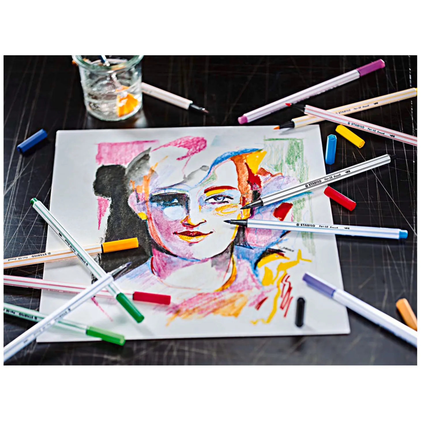 STABILO Pen 68 Brush - Viltstift - Bleek Vermiljoen (30)