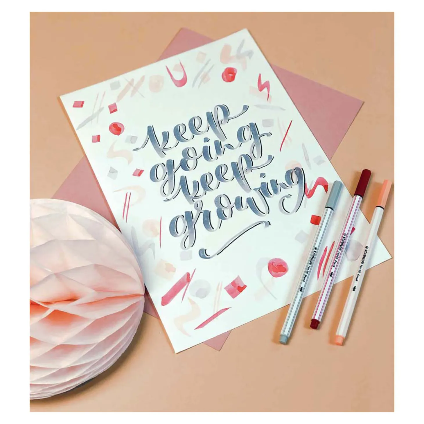 STABILO Pen 68 Brush - Viltstift - Bleek Vermiljoen (30)