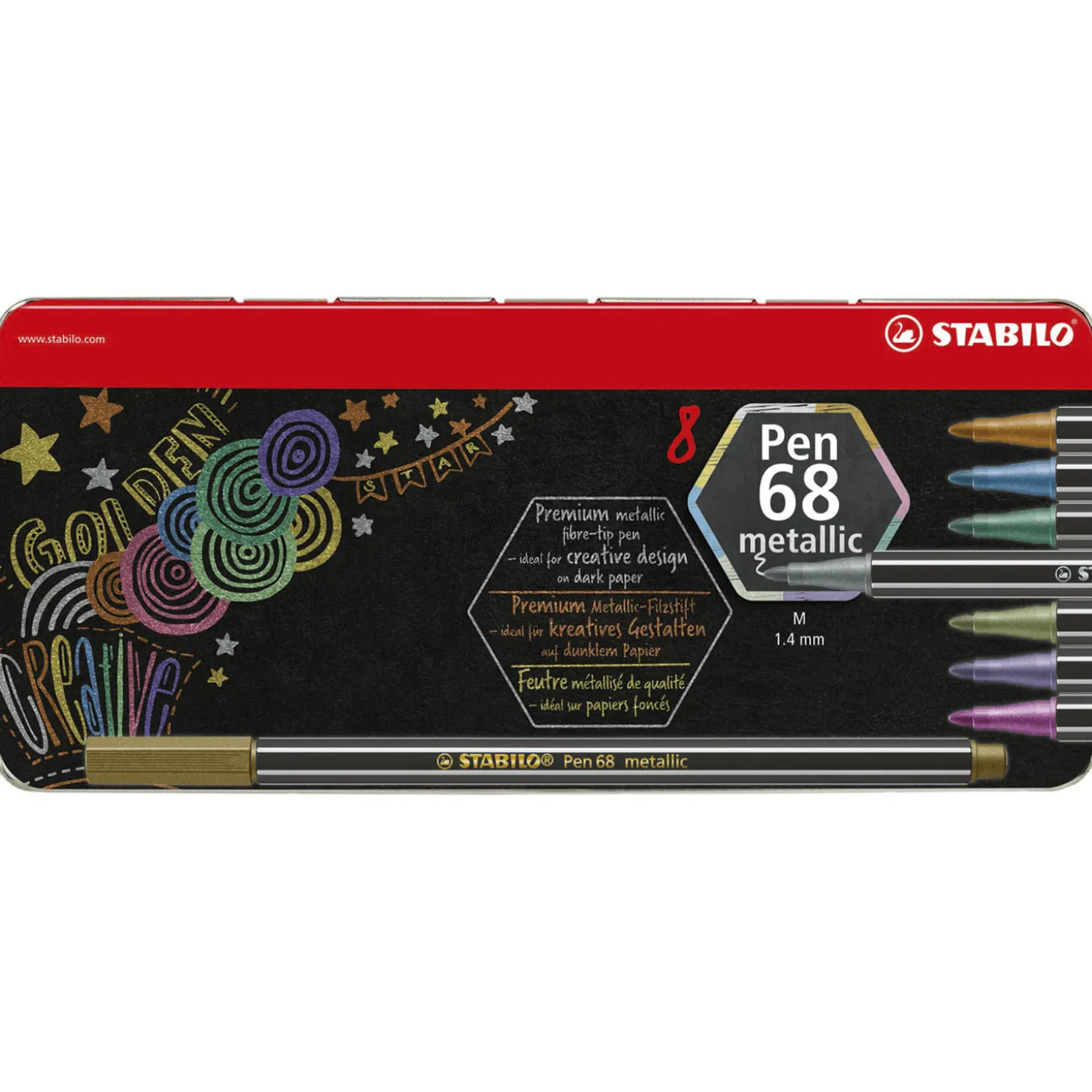STABILO Pen 68 Metallic - Viltstift - Metalen Set Met 8 Stuks