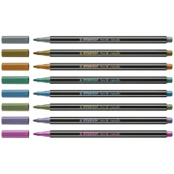 STABILO Pen 68 Metallic - Viltstift - Metalen Set Met 8 Stuks