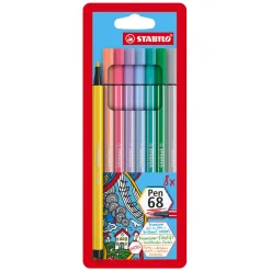 STABILO Pen 68 Pastel - Viltstift - Set Met 6 Stuks
