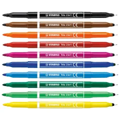 STABILO Trio 2 in 1 - Viltstift En Fineliner In Een - Set 10 Stuks