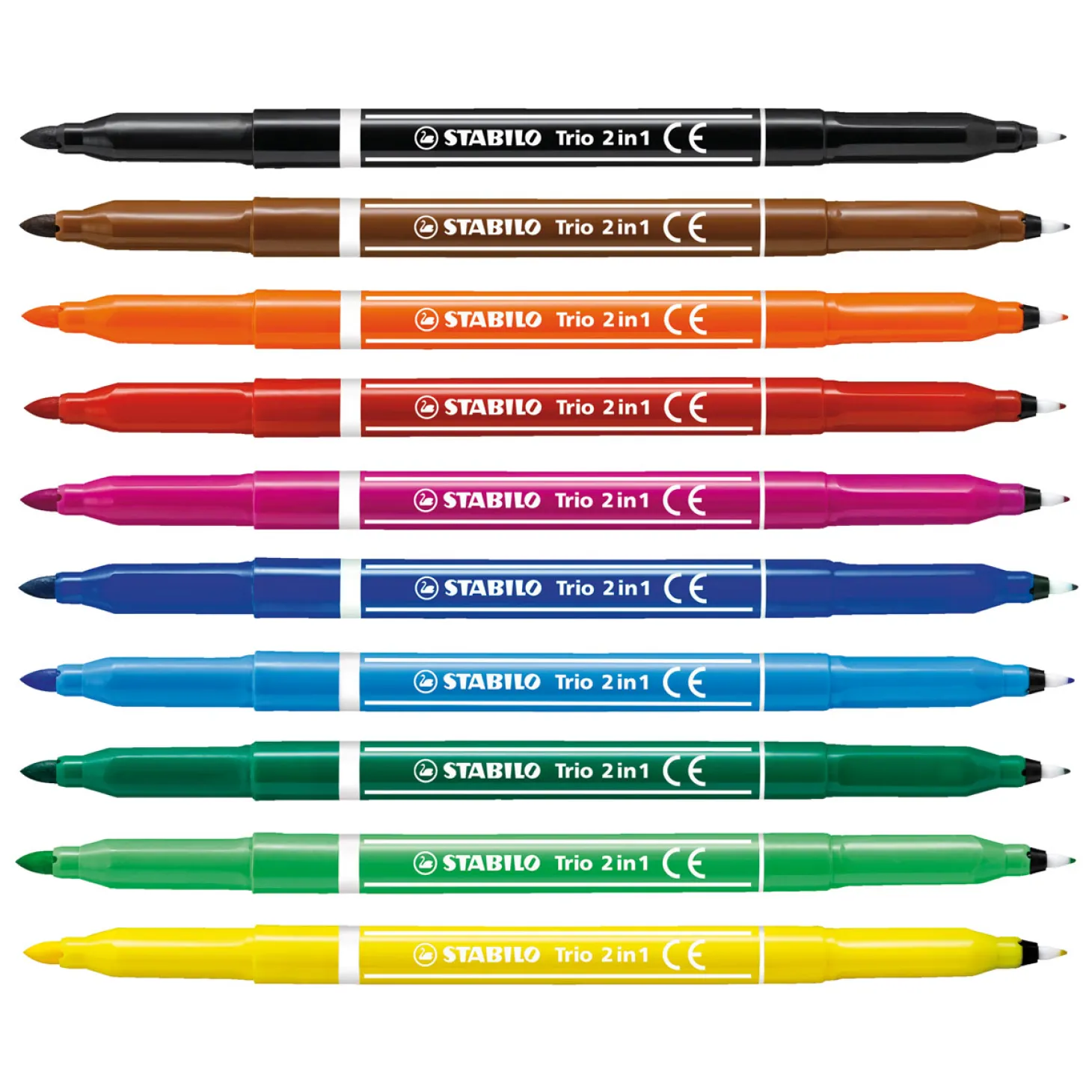STABILO Trio 2 in 1 - Viltstift En Fineliner In Een - Set 10 Stuks