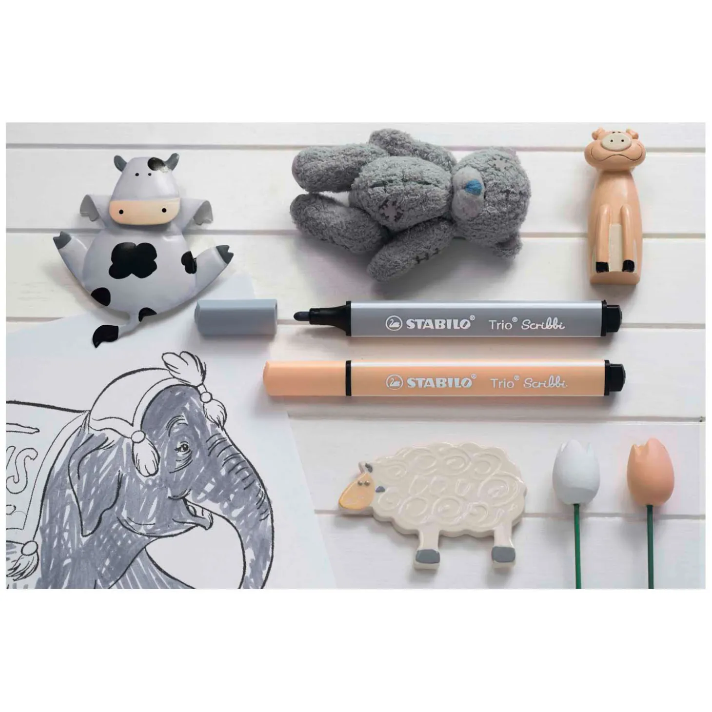 STABILO Trio Scribbi - Viltstift Met Meeverende Punt - Rood