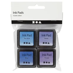 Stempelinkt Blauw Tinten/Paars, 4st.