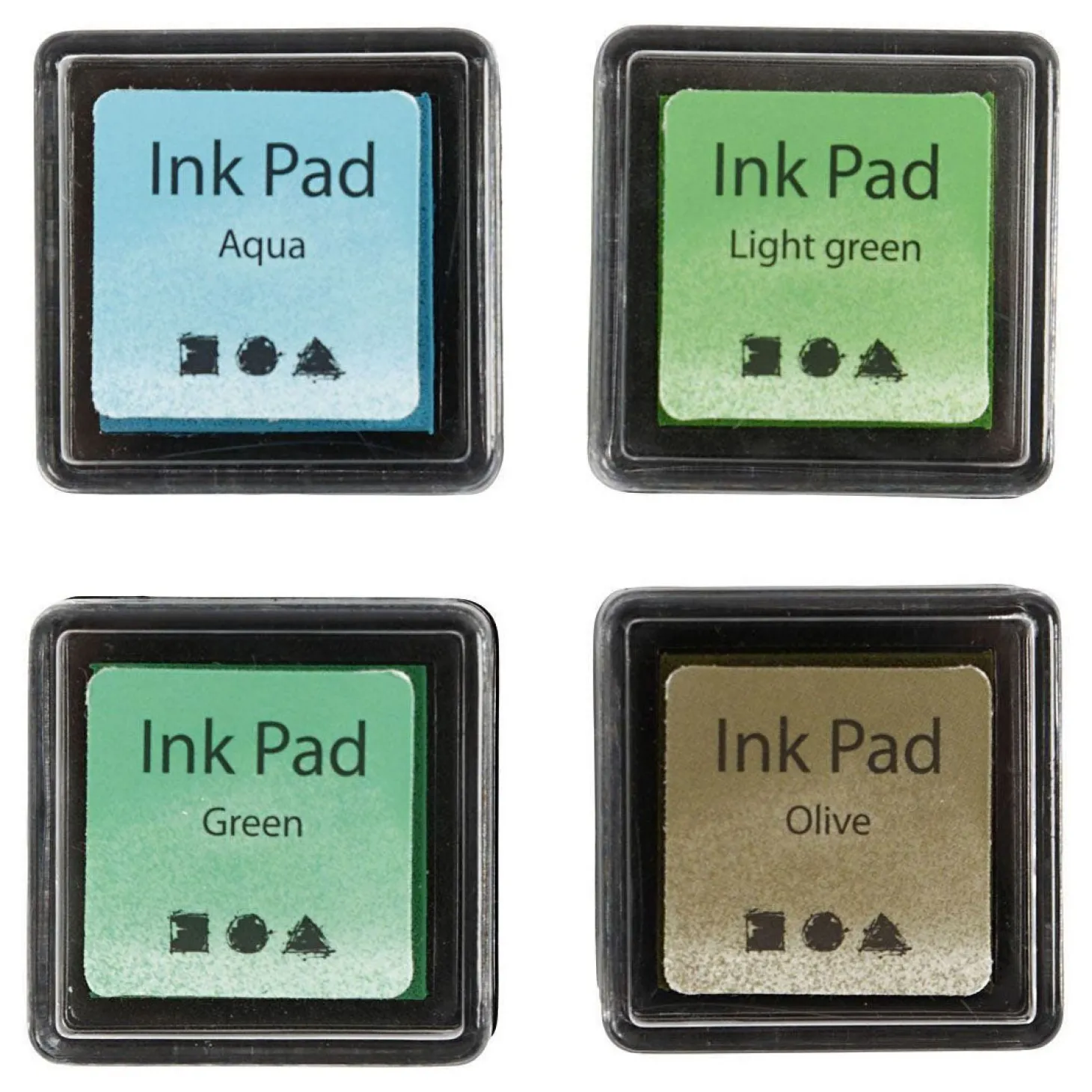 Stempelinkt Groen Tinten/Olijf/Aqua, 4st.