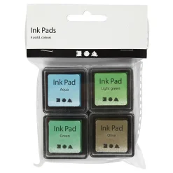 Stempelinkt Groen Tinten/Olijf/Aqua, 4st.