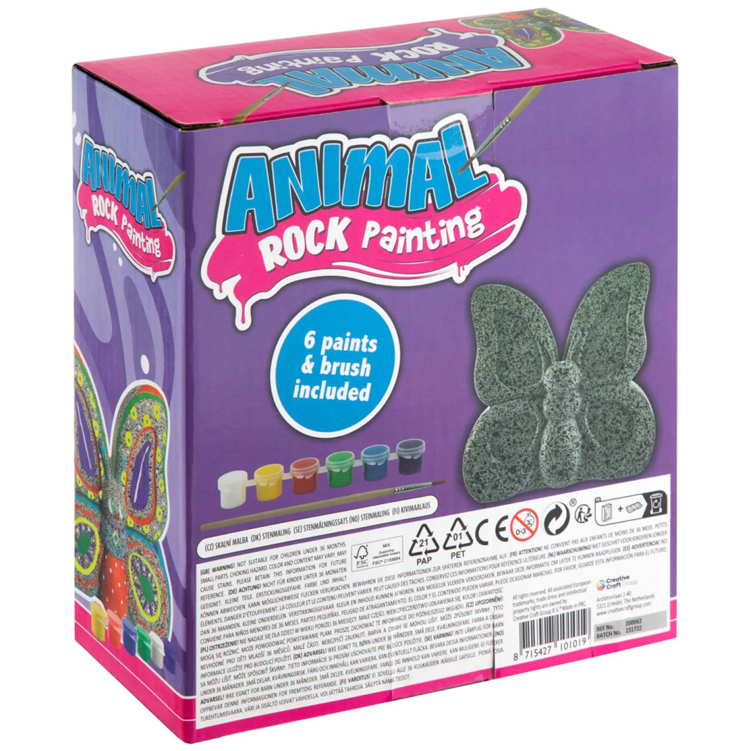 Stenen Schilderen Vlinder Verfset, 8dlg.