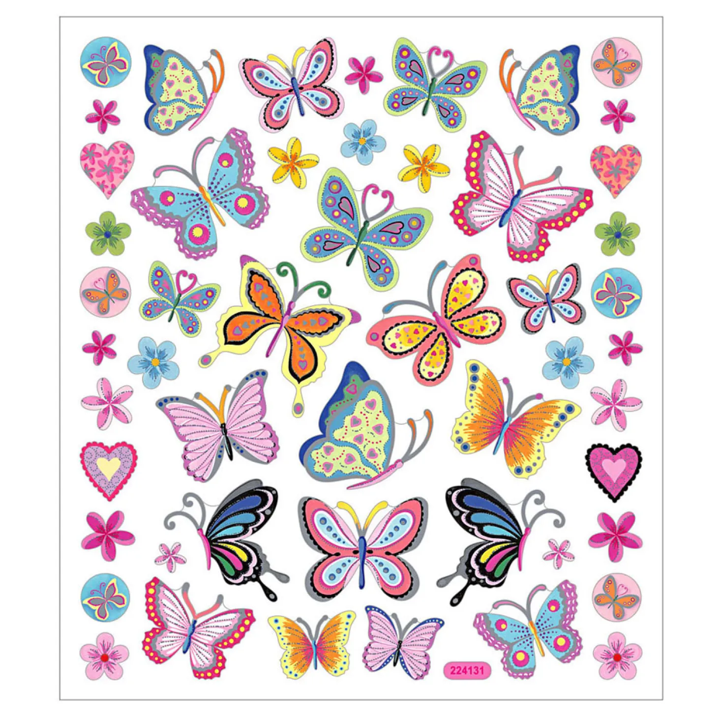 Stickers Bloemen en Vlinders, 1 Vel