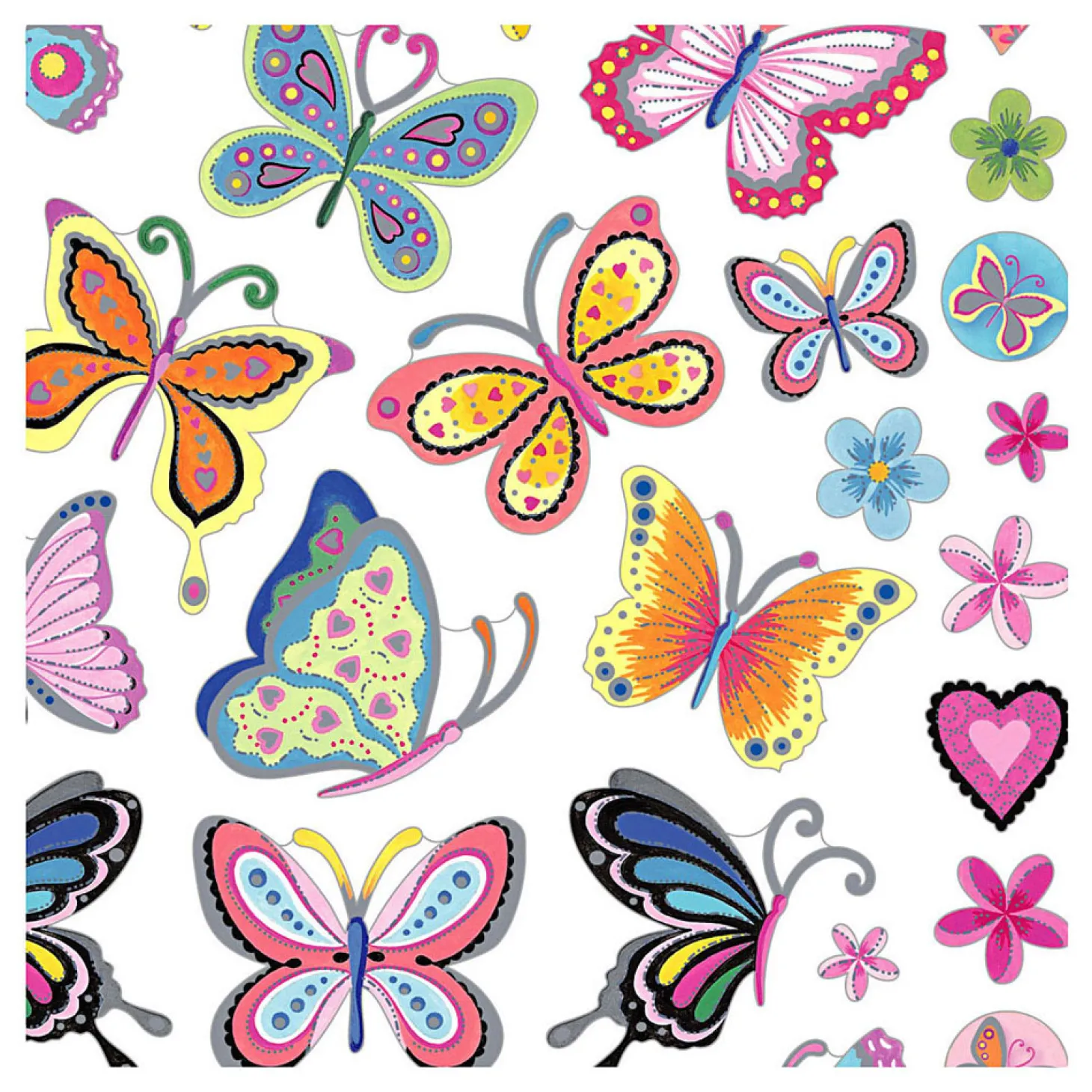 Stickers Bloemen en Vlinders, 1 Vel