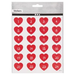 Stickers Hart met Cijfer, 1 Vel