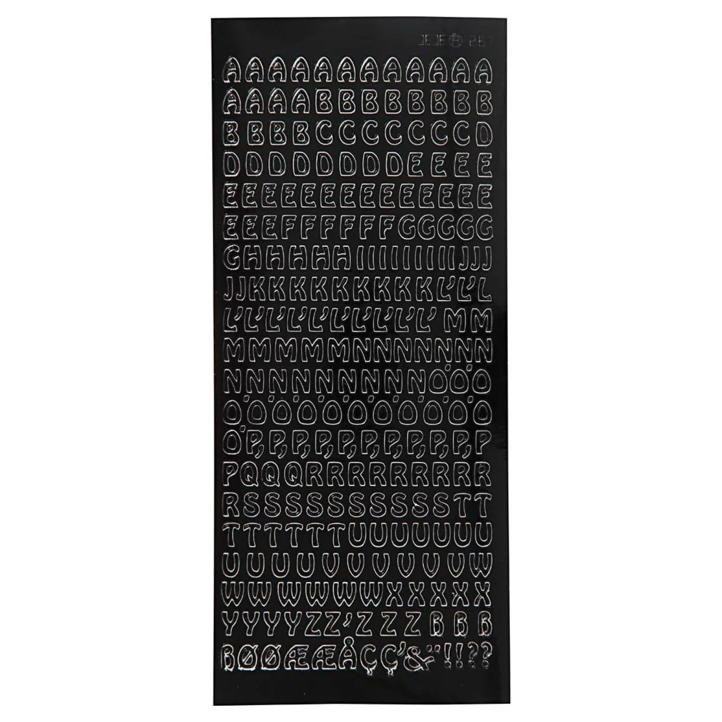 Stickers Kleine Hoofdletters Zwart, 1 Vel