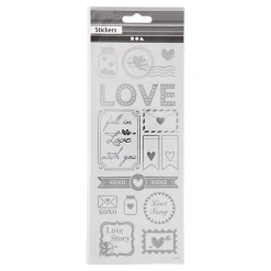 Stickers Zilver Love, 1 Vel