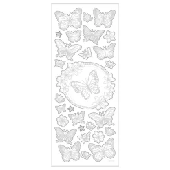 Stickers Zilver Vlinders, 1 Vel