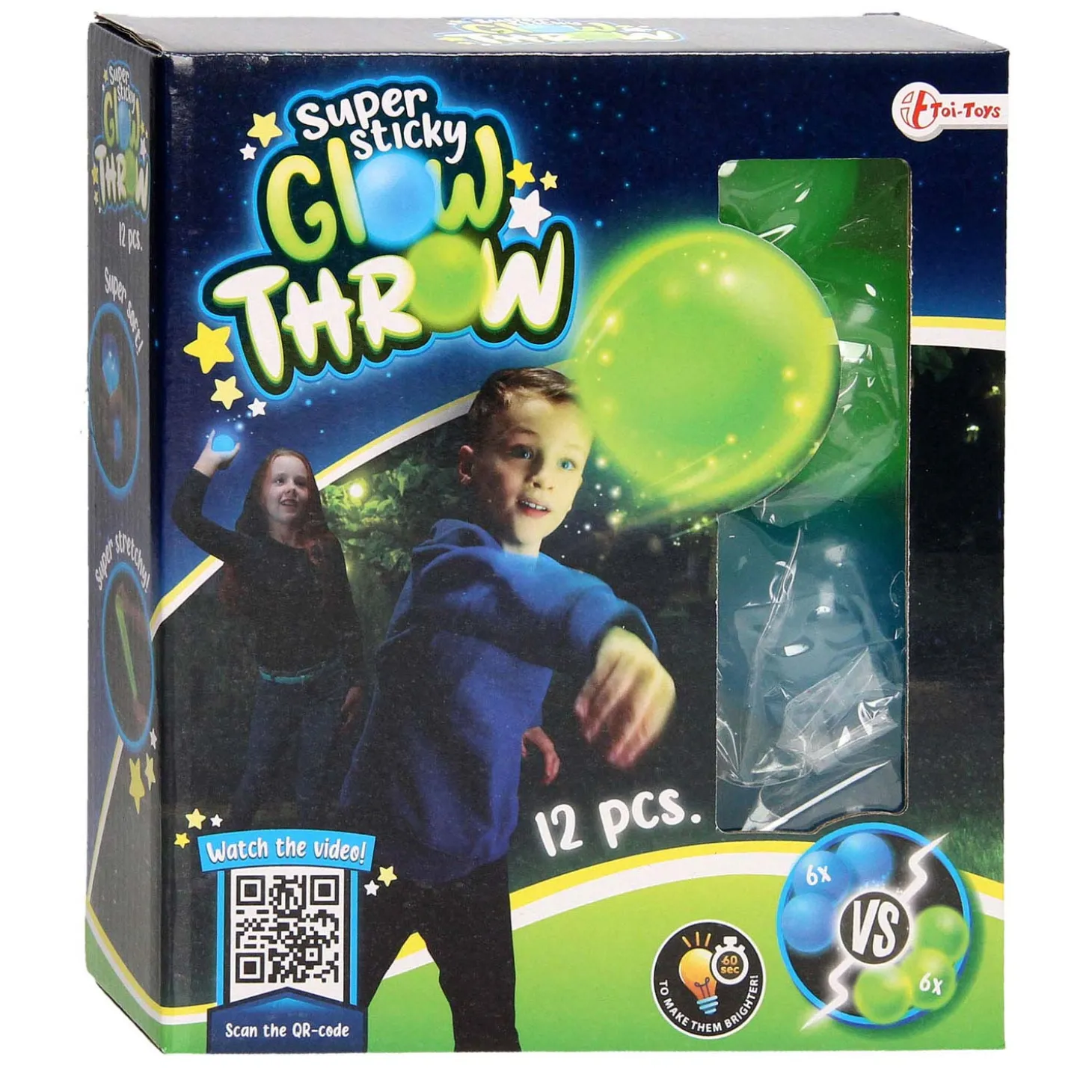 Sticky Stretch Ballen Glow in the Dark, 12st