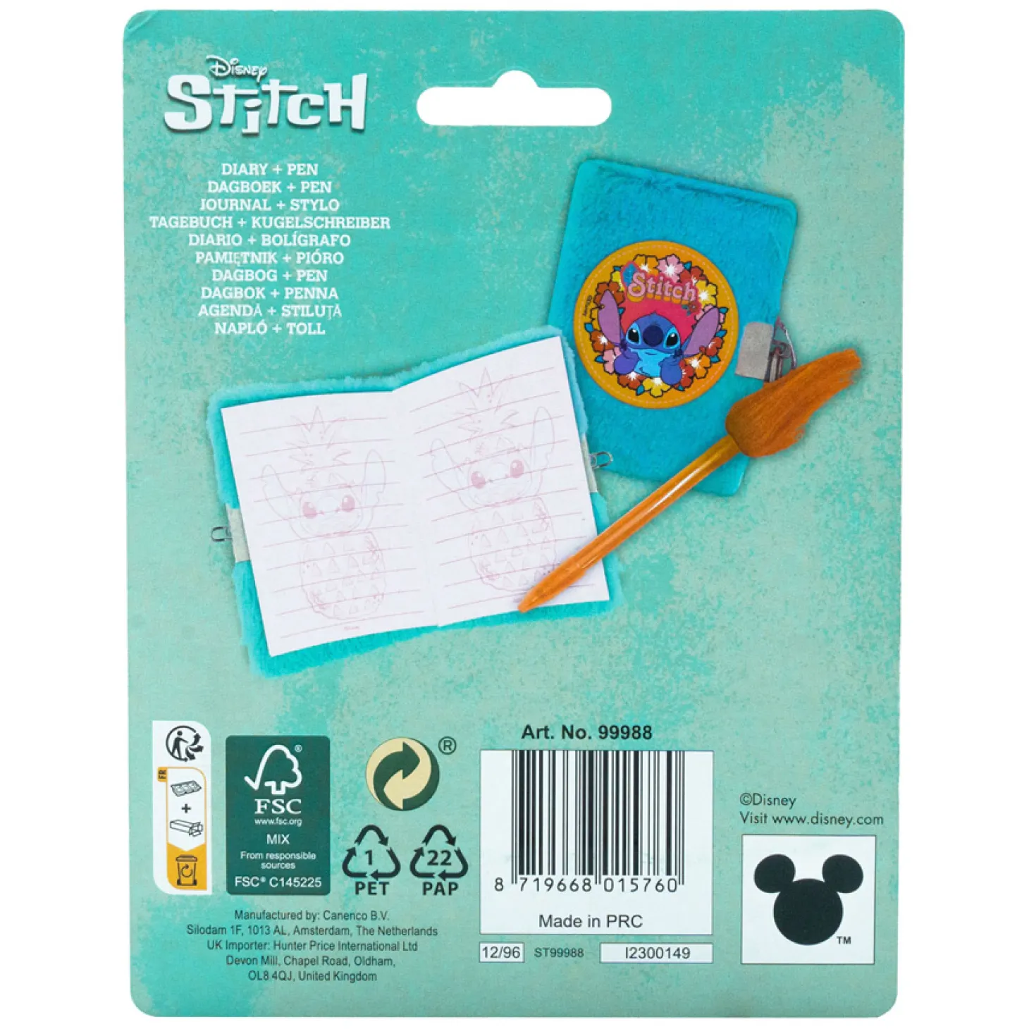 Stitch Pluche Dagboek met Fluffy Pen