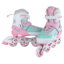 Street Rider Inline Skeelers Roze/Groen Verstelbaar, Maat 33-36