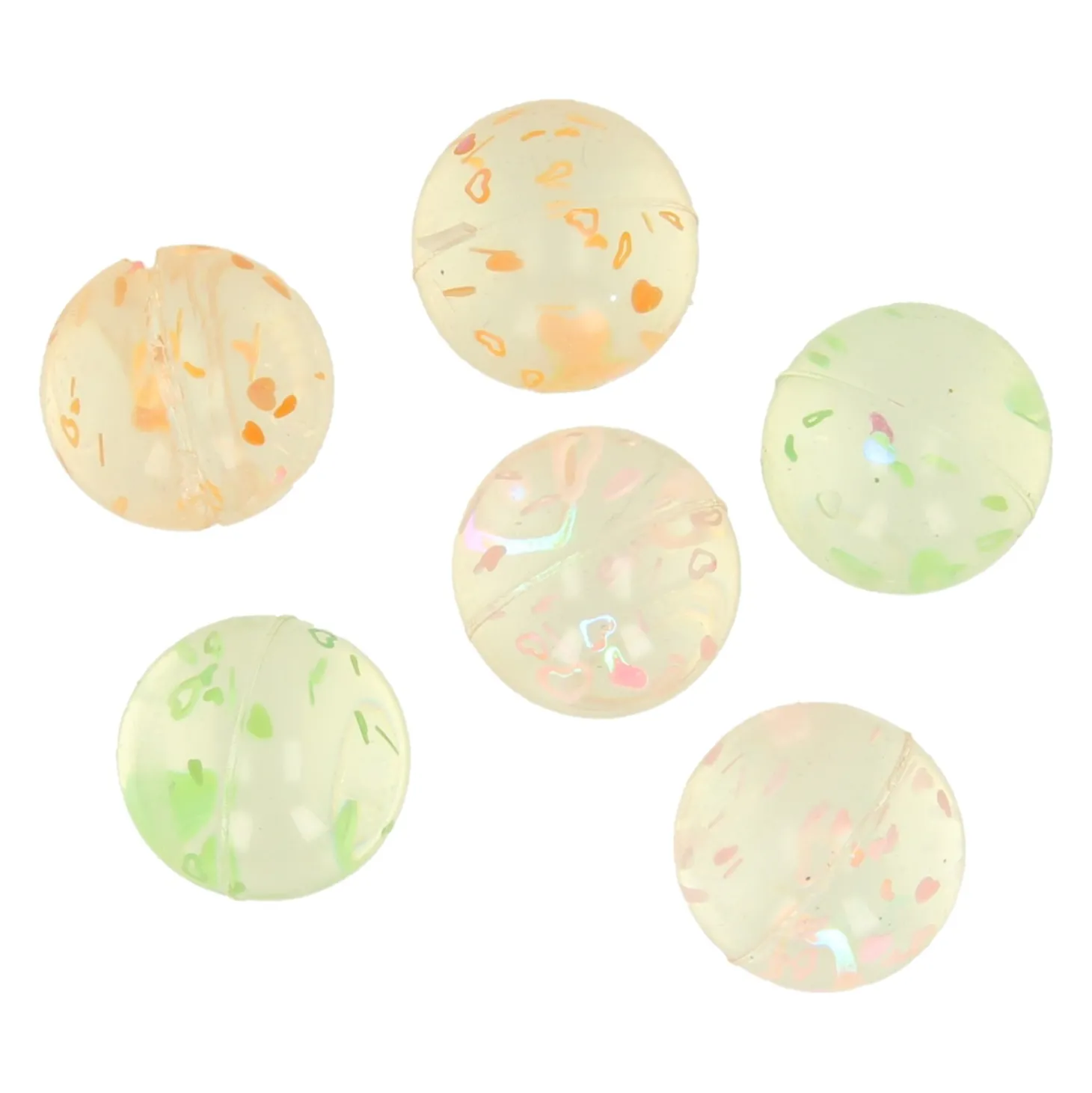 Stuiterballen Transparant Spikkel, 6st