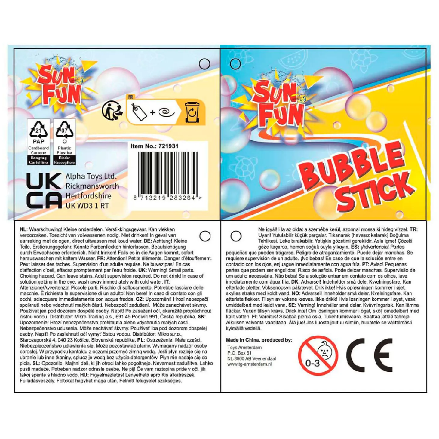 Sun Fun Bellenblaas Stick 120ml 37cm, 24st.
