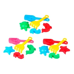 Sun Fun Schepje met Harkje en 3 Zandvormen, 22cm