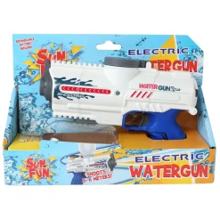 Sun Fun Waterpistool Elektrisch met Fles Wit/Blauw, 18cm