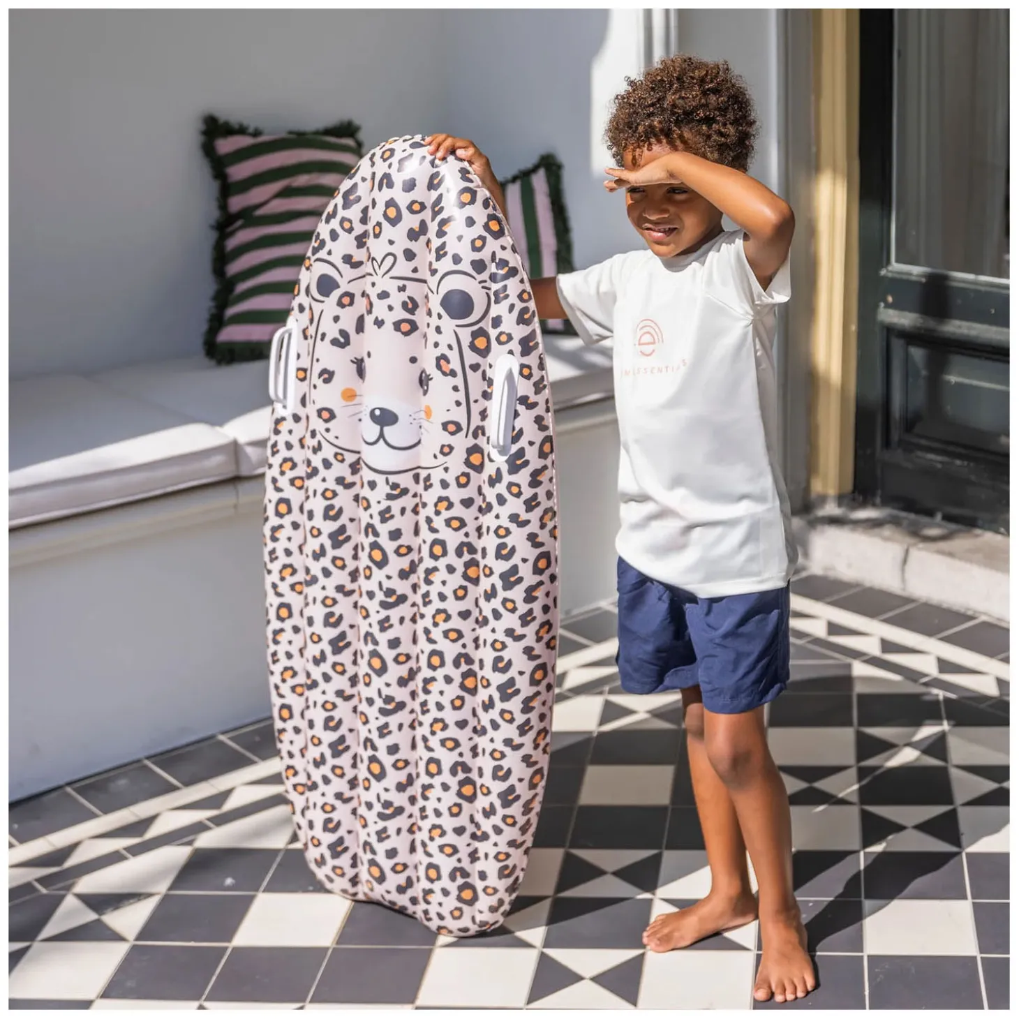 Swim Essentials Opblaasbaar Surfboard Beige Panterprint