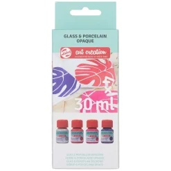 Talens Art Creat.Glas & Porselein Dekkend 4 X30ml Roze Zilver