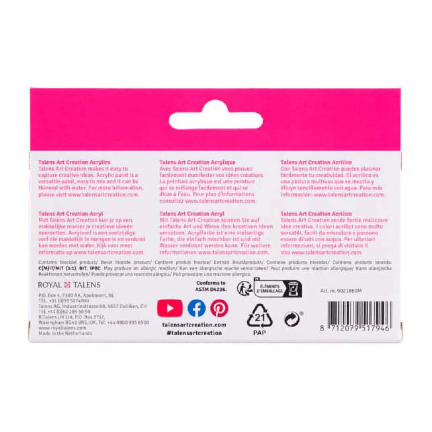 Talens Art Creation Acrylverf Set Primary, 6x12ml