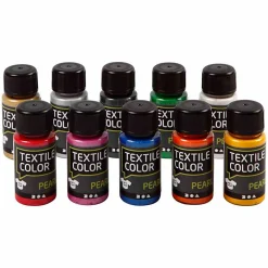 Textielverf Diverse Kleuren, 10x50ml.