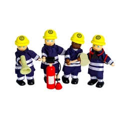 Tidlo Houten Poppenhuis Poppen Brandweermannen, 4st.