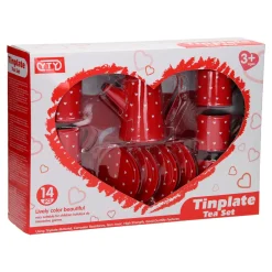 Tinnen Theeservies Rood