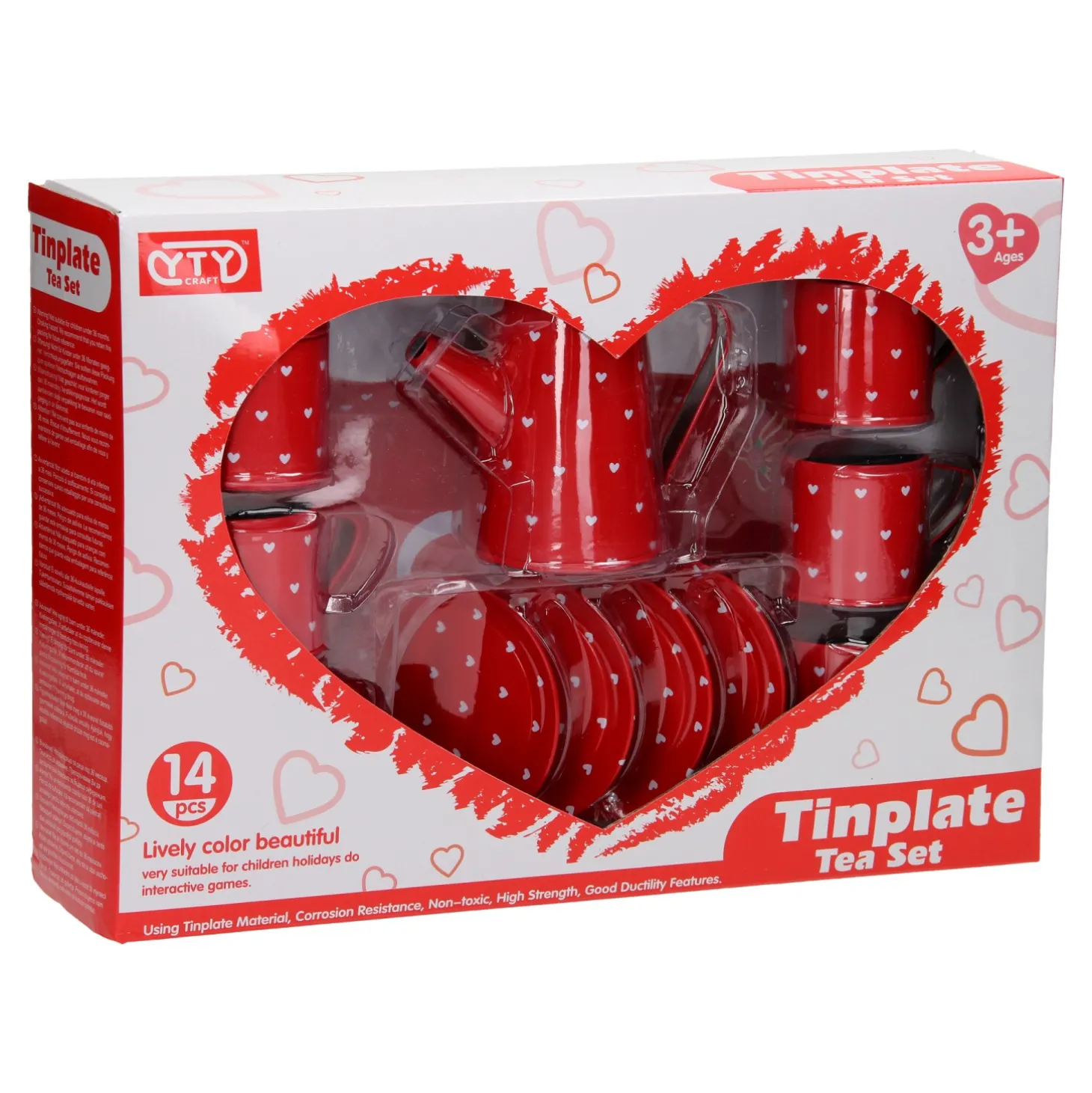 Tinnen Theeservies Rood