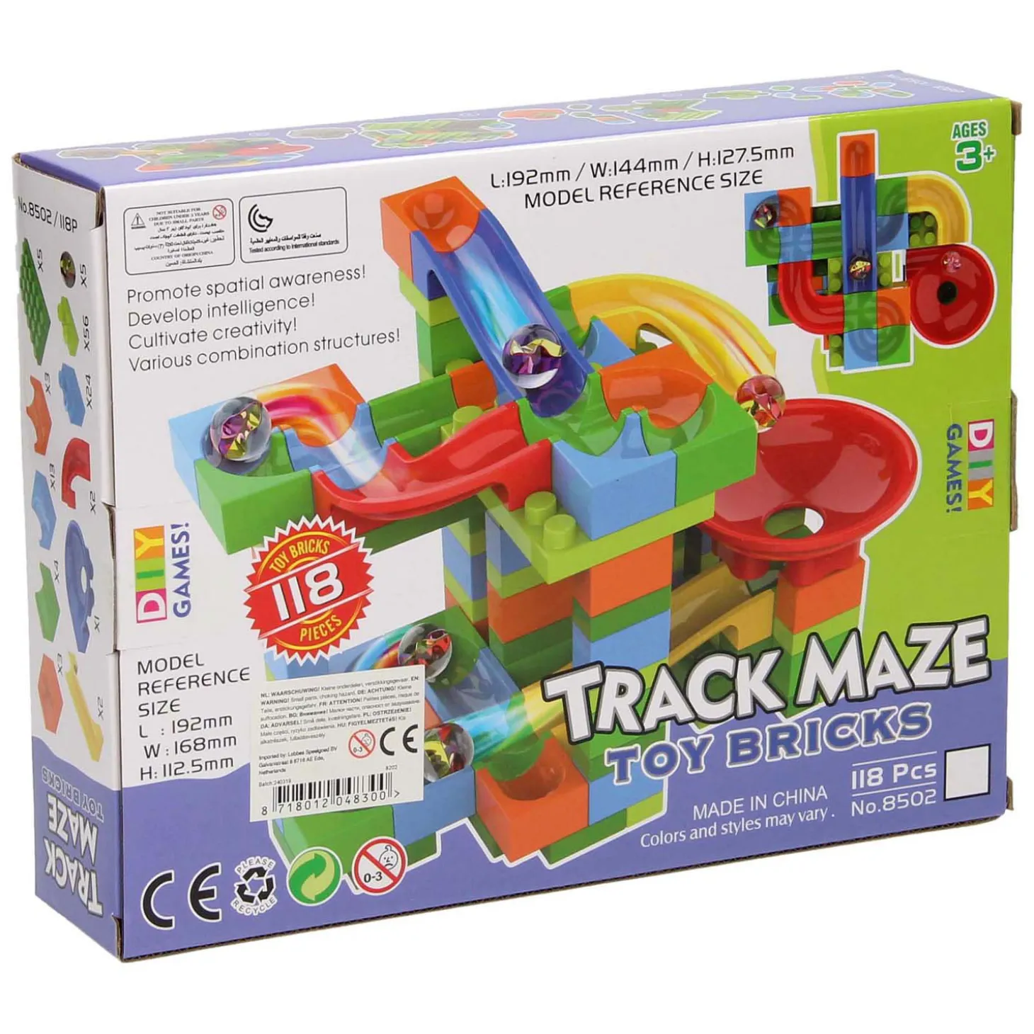 Track Maxe Bouwblokken Knikkerbaan, 108dlg.