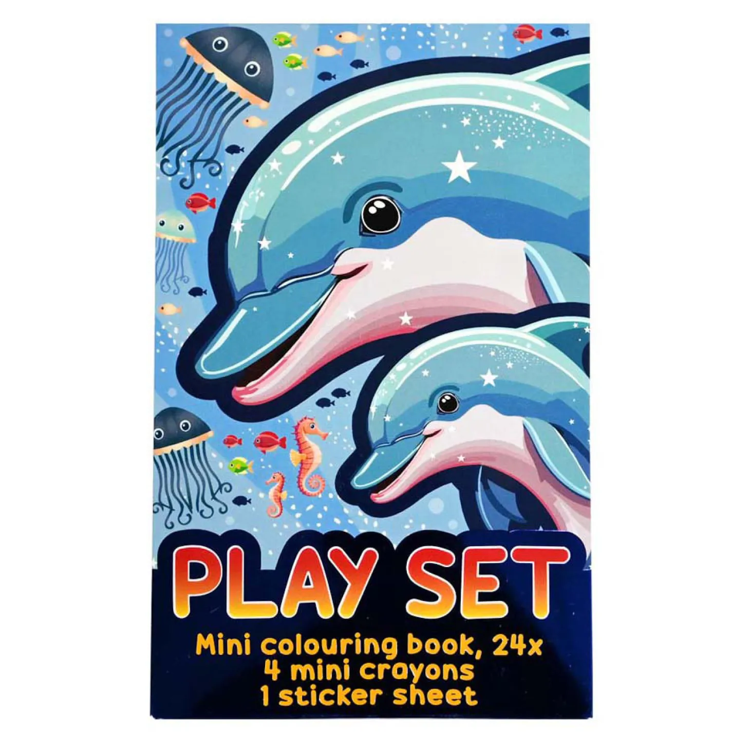 Traktatiesetje - Kleurboekje, Waskrijtjes en Stickervel - Onderwaterwereld
