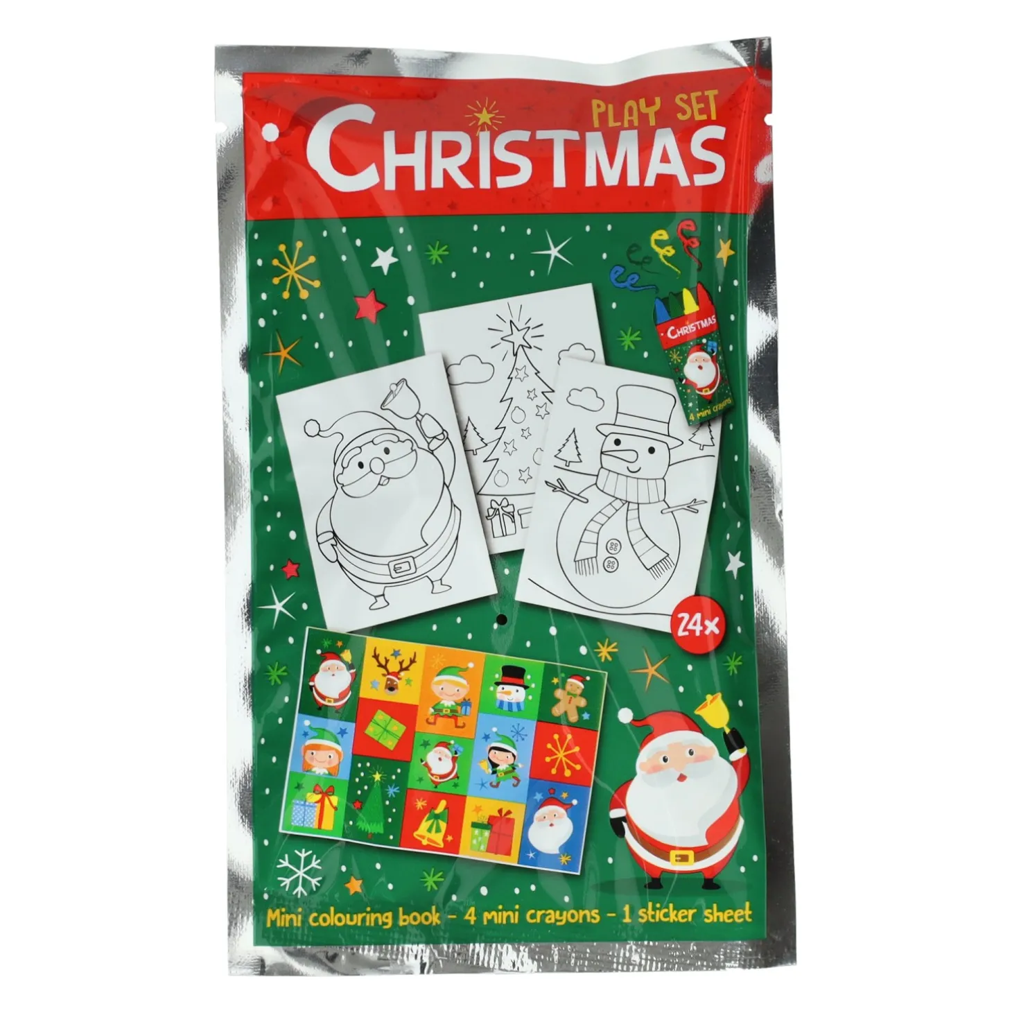 Traktatiesetje Kerstmis Kleurset met Krijtjes en Stickers