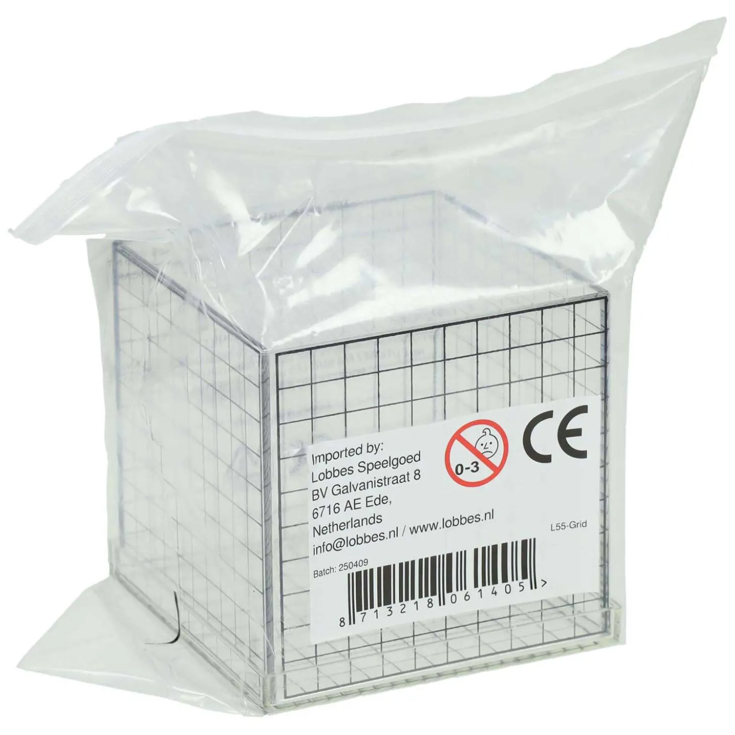 Transparante 3D Rasterkubus - 10x10x10 cm