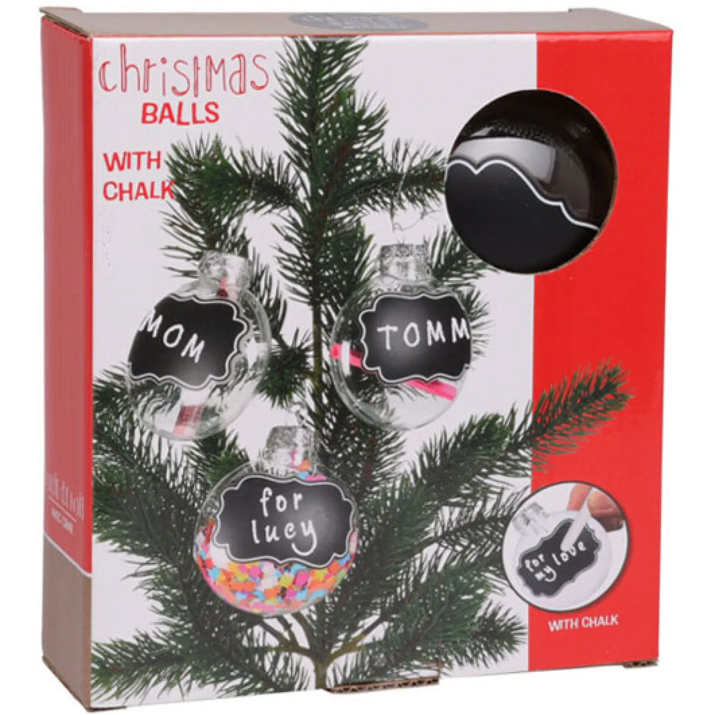 Transparante Kerstballen met Krijtlabels, 4st.