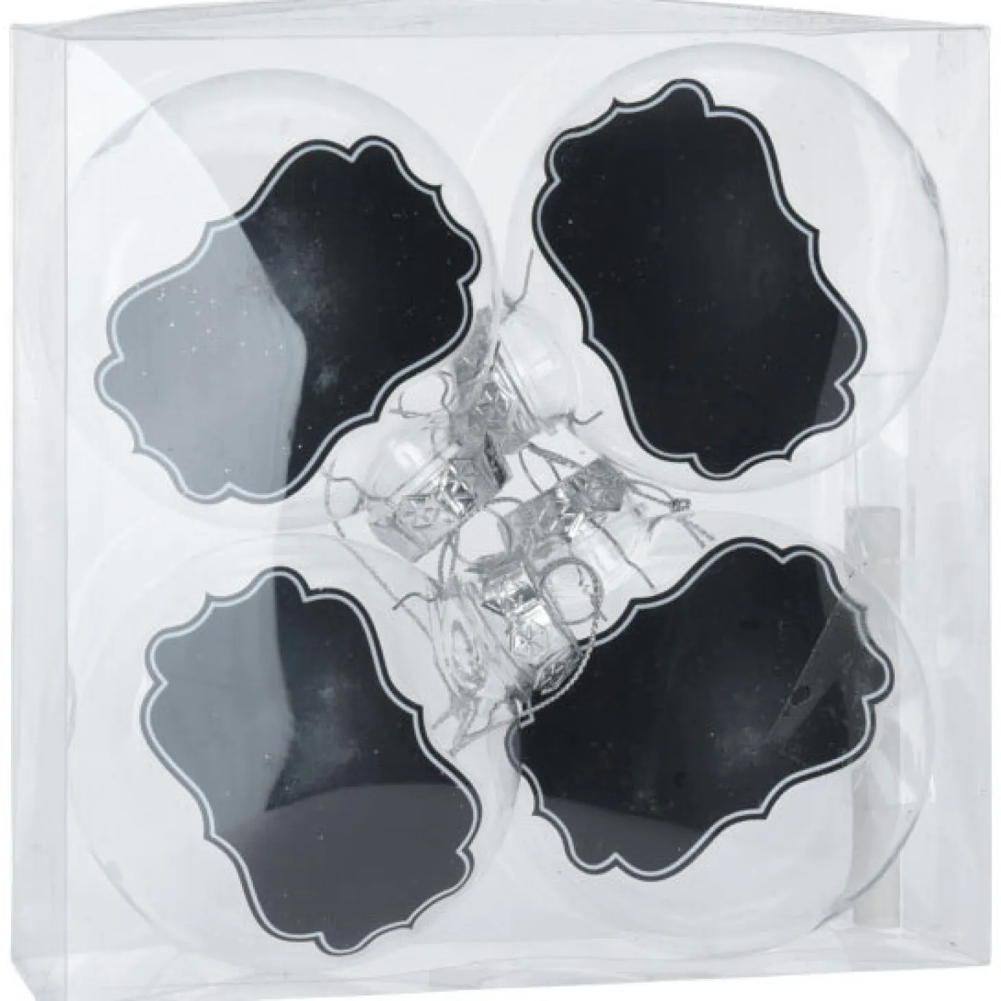 Transparante Kerstballen met Krijtlabels, 4st.