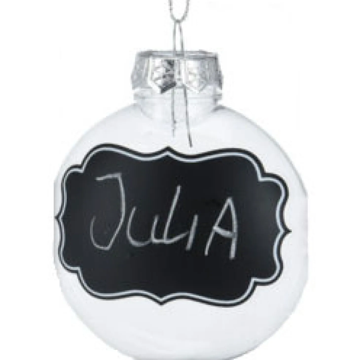 Transparante Kerstballen met Krijtlabels, 4st.