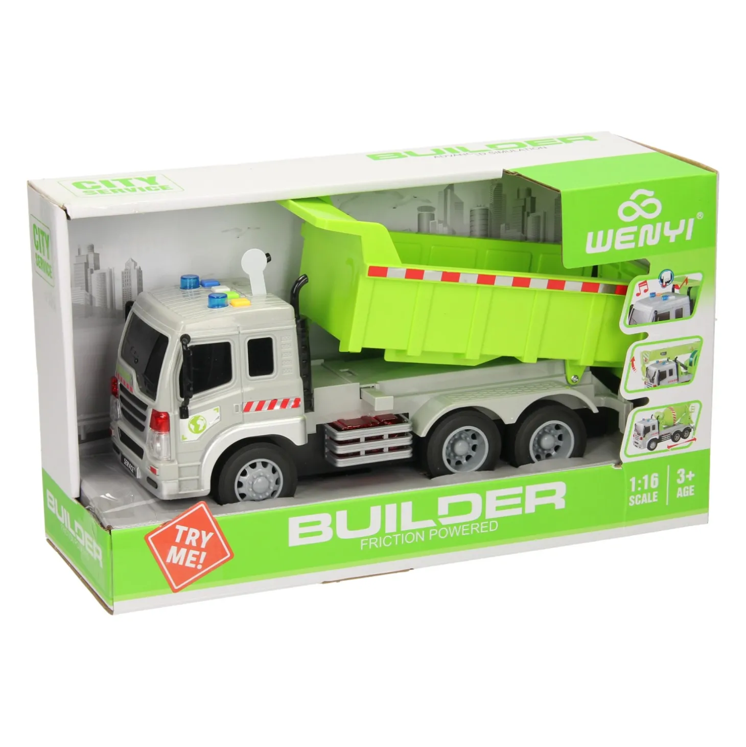 Truck met Kiepwagen met Licht en Geluid