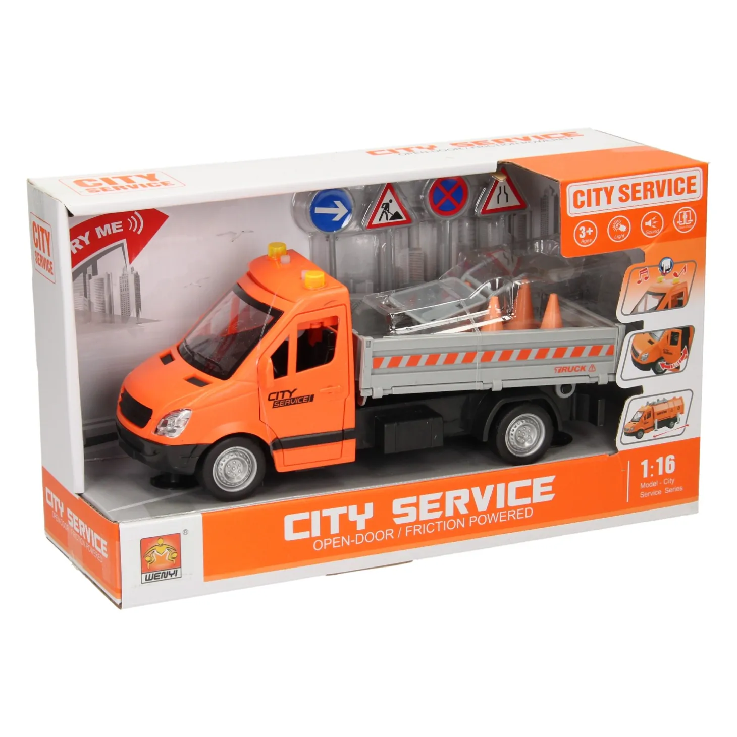 Truck Wegwerkzaamheden met Licht en Geluid