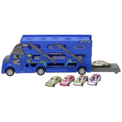 Uitklapbare Autotransporter met Afschietfunctie - Blauw