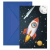Uitnodigingen en Enveloppen FSC Raket Ruimte, 6st.