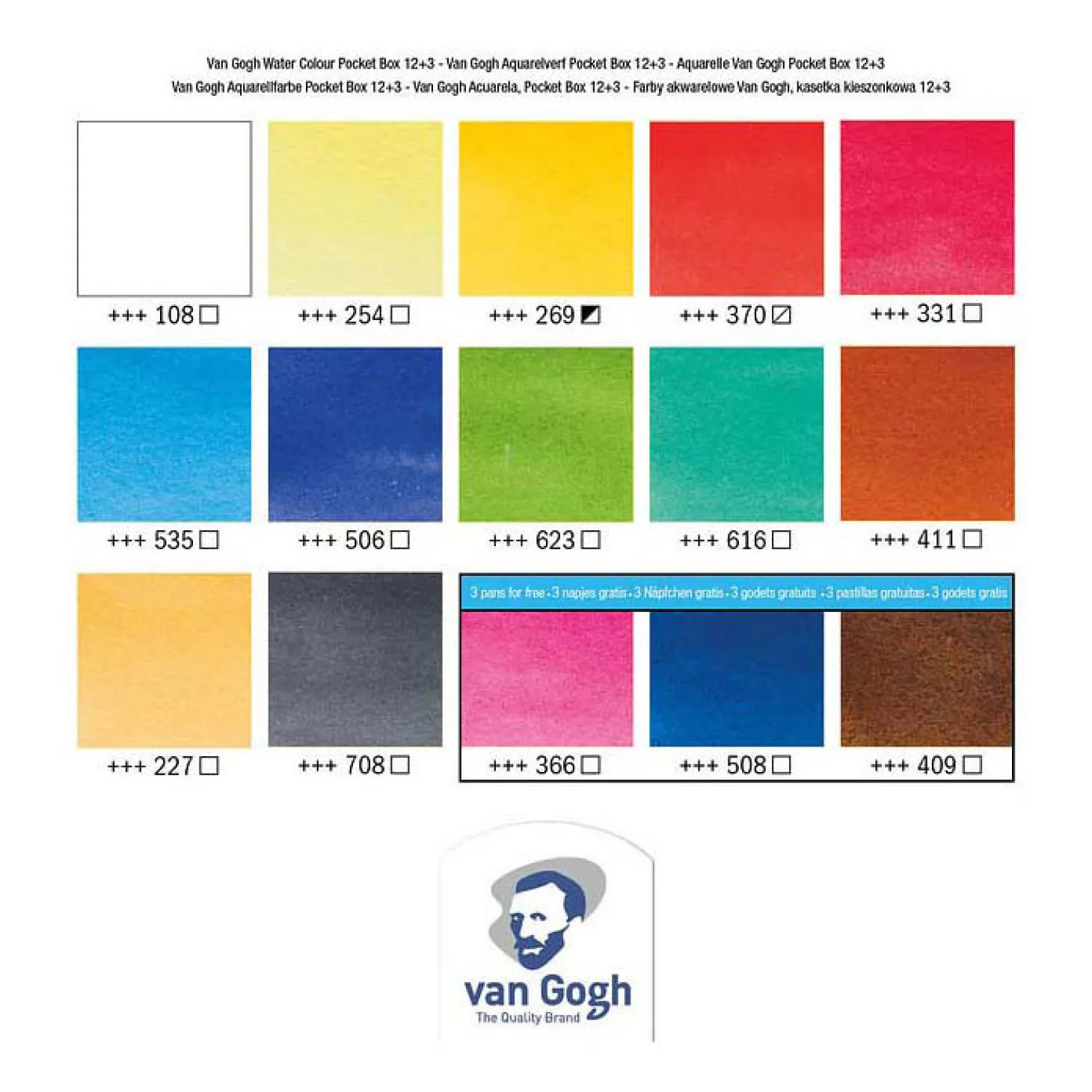 Van Gogh Aquarelverf Pocket Box Basic Kleuren