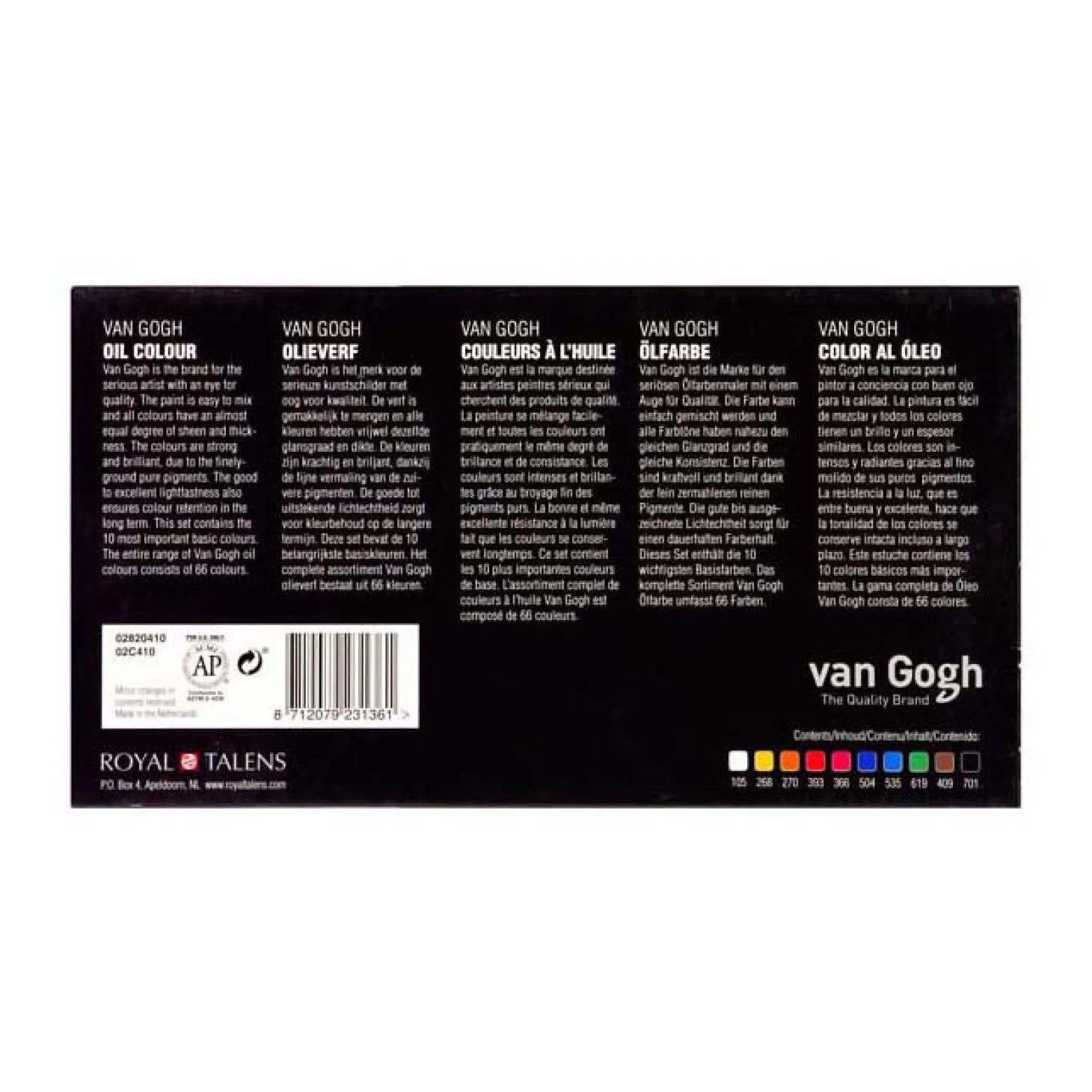Van Gogh Olieverf Basisset met 10 Kleuren In Tubes Van 20ml