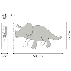 Van Tjalle en Jasper - Dino Wandlamp Triceratops - Hout