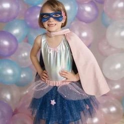 Verkleedset Super-Duper Heldin Roze/Marineblauw, 7-8 jaar