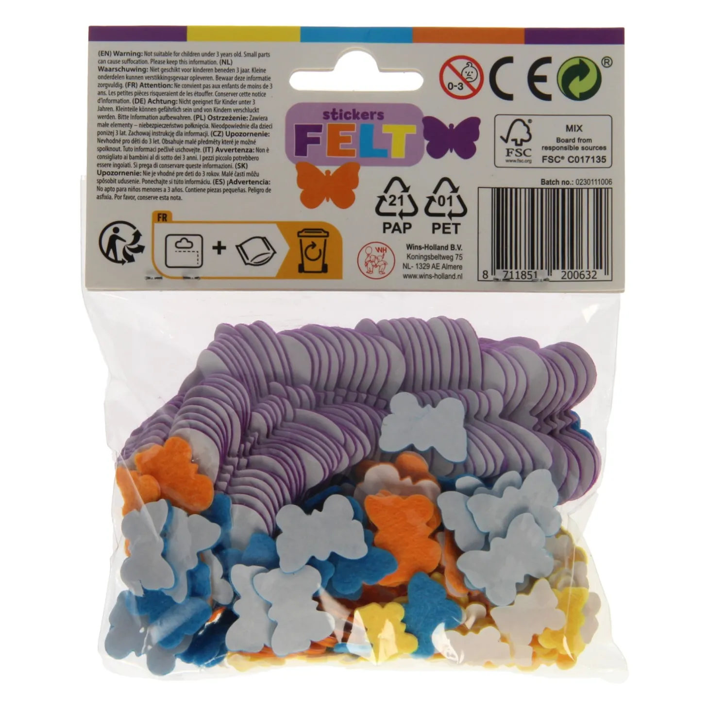 Viltstickers - Vlinders, 200st.