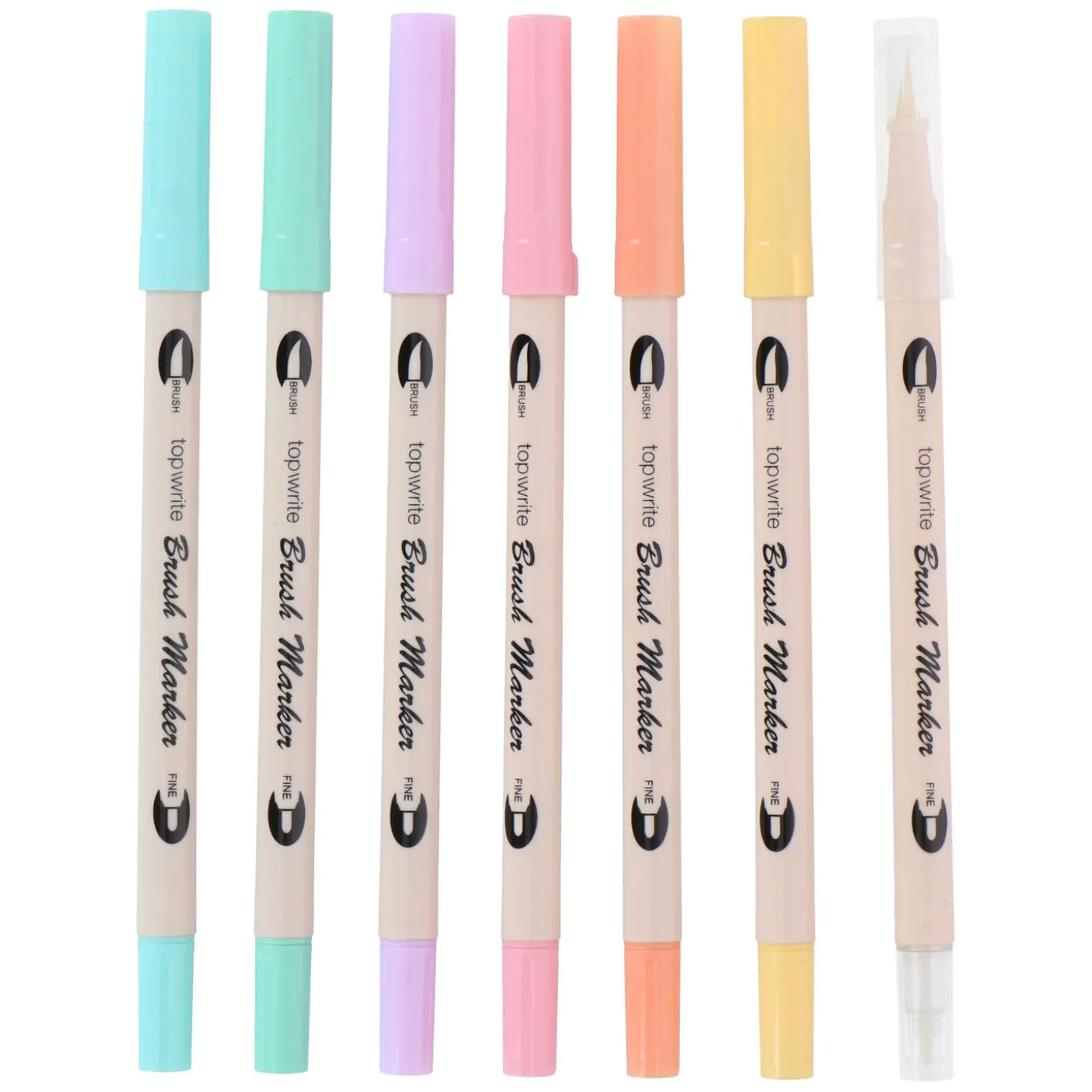 Viltstiften/Brushpennen Dubbelzijdig, 7st.