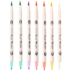 Viltstiften/Brushpennen Dubbelzijdig, 7st.